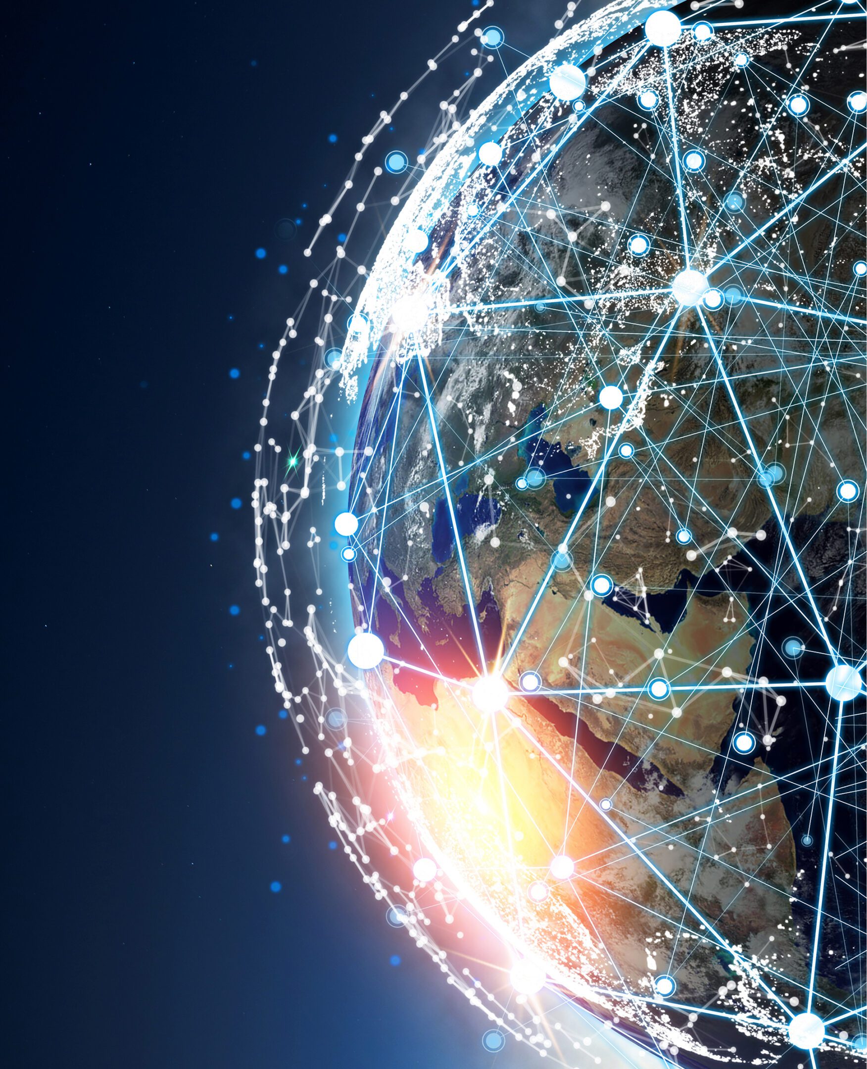 Global network connections on Earth